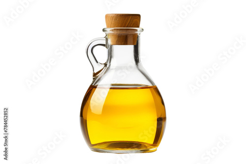Elixir of Nature: Exquisite Bottle of Oil With Wooden Stopper. On White or PNG Transparent Background.