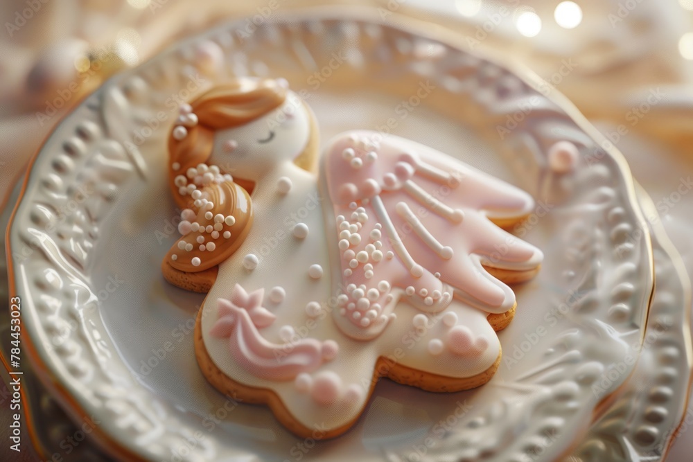 A white plate topped with decorated cookies, perfect for food and dessert concepts A white plate topped with decorated cookies, perfect for food and dessert concepts
