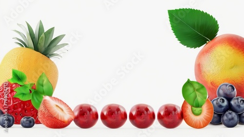 summer fruits frame  and copy space for text. summer fruits concept