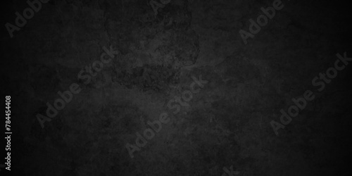Dark black wall grunge textured concrete backdrop background. Panorama dark grey black slate gradient background or texture. Vector black concrete texture. Stone wall background.