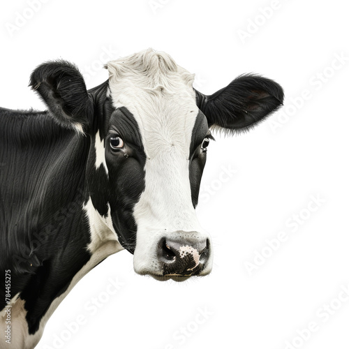  Black and white dairy cow on transparent background