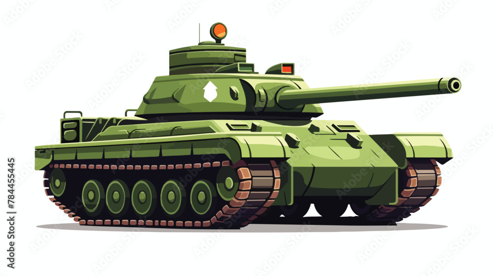 Military Tank Isolated. 3D rendering .. 2d flat cartoon