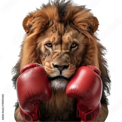 Boxer lion on transparent background