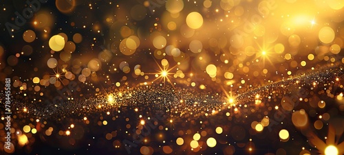 golden sparkling lights Festive background with texture. bokeh and shooting stars. generative ai