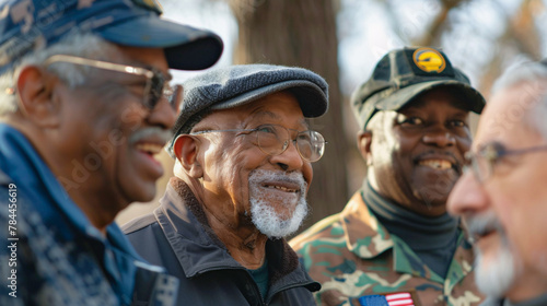 Wallpaper Mural A group of diverse veterans stand together, sharing stories and camaraderie, their faces etched with pride and experience.
 Torontodigital.ca