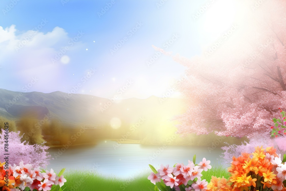 spring landscape with flowers made by midjourney