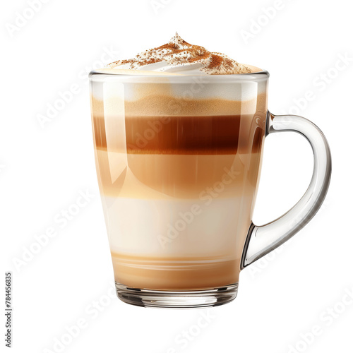 coffee with whipped cream on transparent background