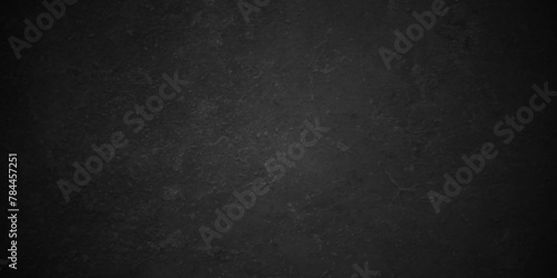 Dark black wall grunge textured concrete backdrop background. Panorama dark grey black slate gradient background or texture. Vector black concrete texture. Stone wall background.
