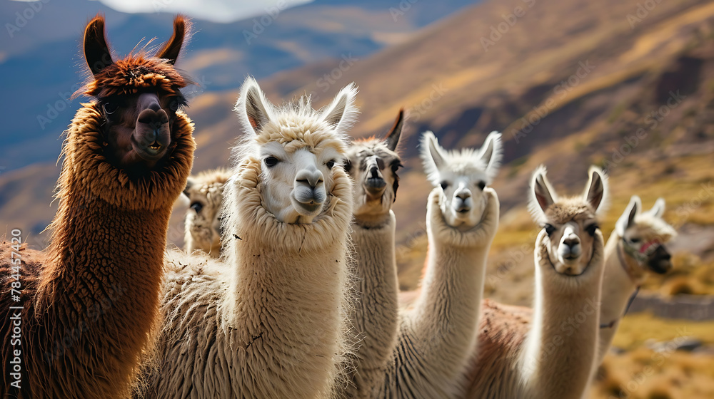 Guffaw-inducing moment captured as a llama photobombs a group of curious alpacas