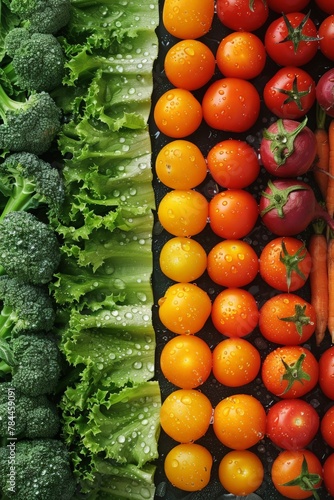 Assorted fruits and vegetables displayed