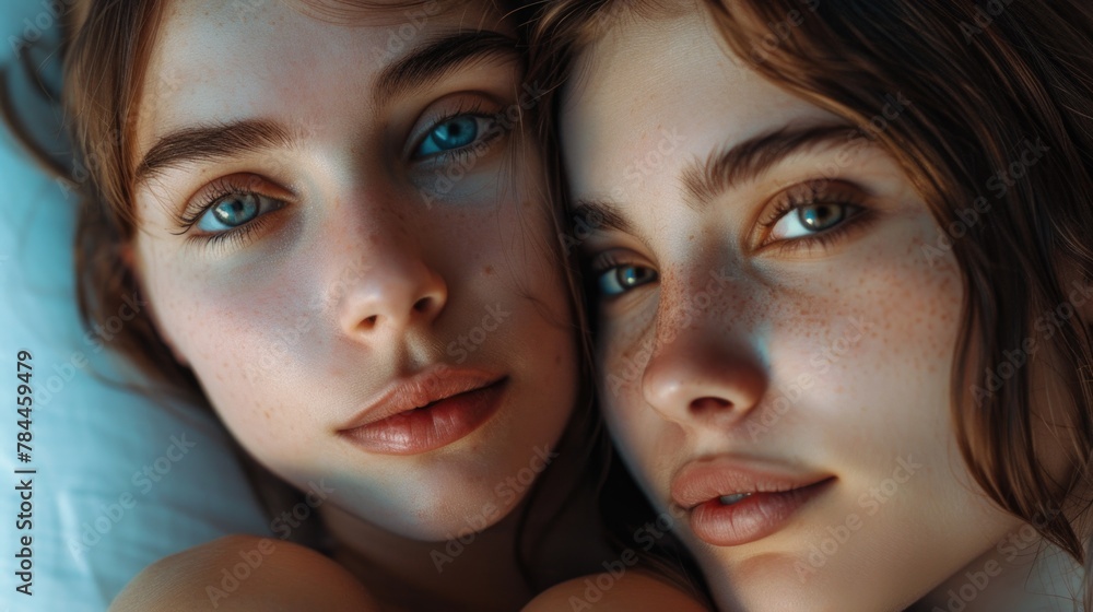 Two young women relaxing on a comfortable bed. Perfect for lifestyle and friendship concepts Two young women relaxing on a comfortable bed. Perfect for lifestyle and friendship concepts