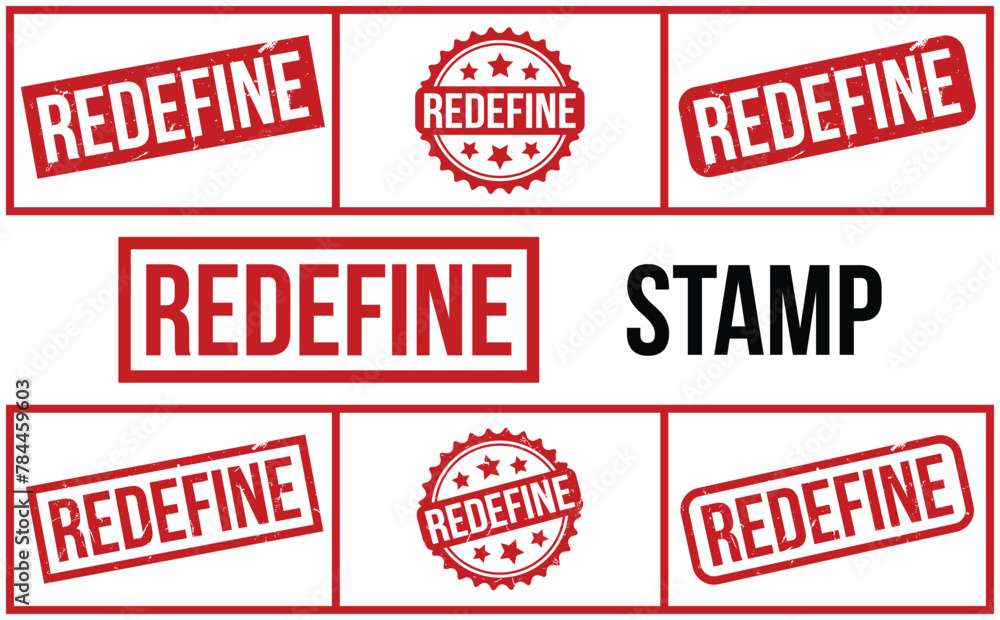 Redefine Stamp. Red Redefine Rubber grunge Stamp set Redefine Stamp. Red Redefine Rubber grunge Stamp set