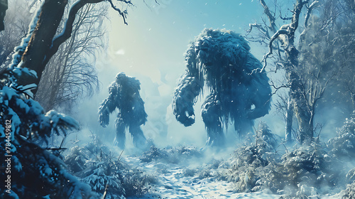Frost Giants in the wild nature. Copy Space. photo