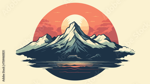Mountain logo retro style design illustration 2d flat