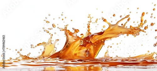 chocolate caramel splash on white background . liquid splashes isolated. generative ai