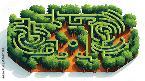 Mystical garden maze with hedges that change shape