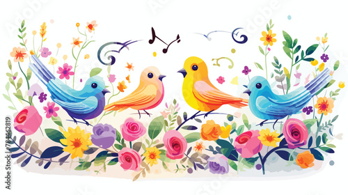 Mystical garden of talking flowers and singing bird