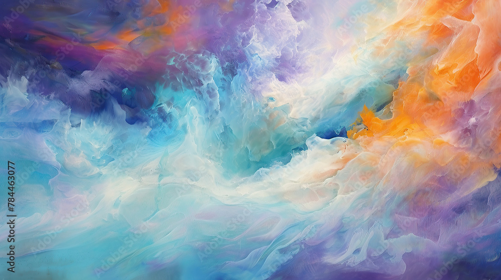 abstract watercolor colorful background with fire and clouds