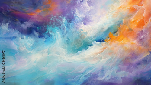 abstract watercolor colorful background with fire and clouds