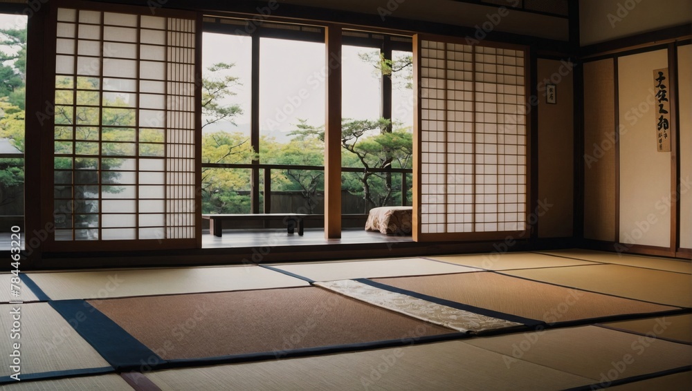 Empty traditional Japanese tatami room. Empty traditional Japanese tatami room.