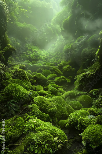 A lush green forest floor teeming with life