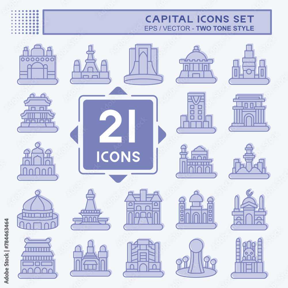 Fototapeta premium Icon Set Capital. related to Capital symbol. two tone style. simple design editable. simple illustration