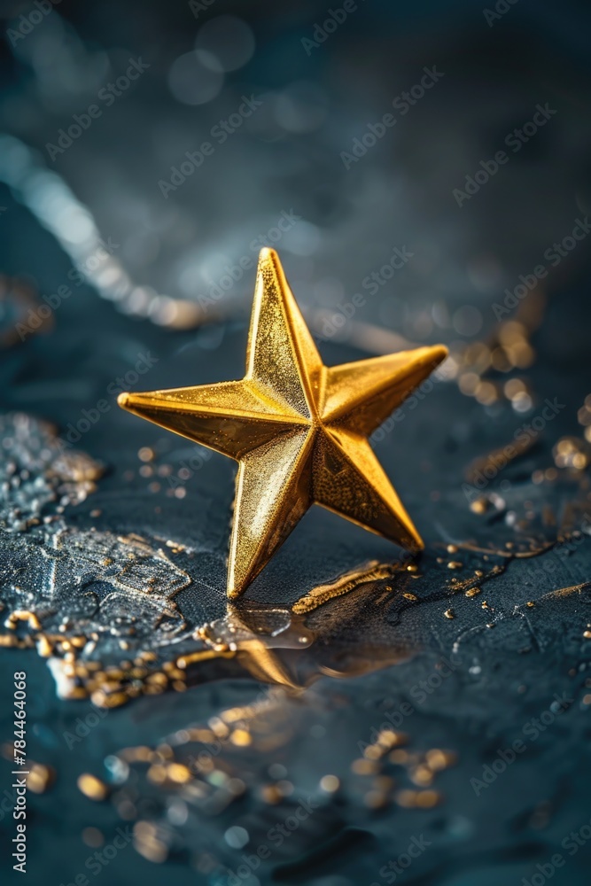 A shiny gold star on a sleek black background. Perfect for awards or achievements A shiny gold star on a sleek black background. Perfect for awards or achievements