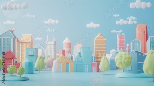 3D City C4D Cartoon Cute Style Background Material