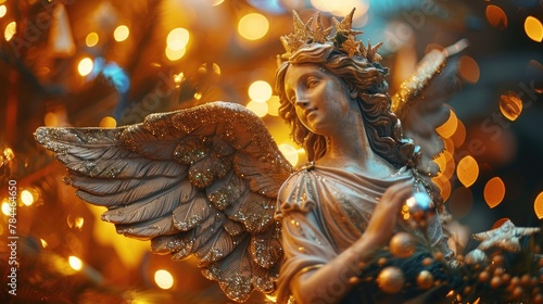 Detailed view of an angel statue, suitable for religious concepts or memorial designs © Fotograf