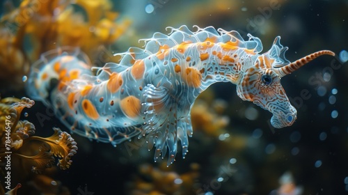 A beautiful seahorse (Hippocampus guttulatus), close-up