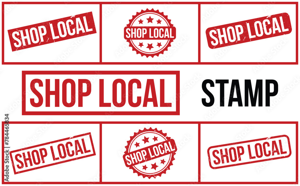Shop Local Stamp. Red Shop Local Rubber grunge Stamp set Shop Local Stamp. Red Shop Local Rubber grunge Stamp set