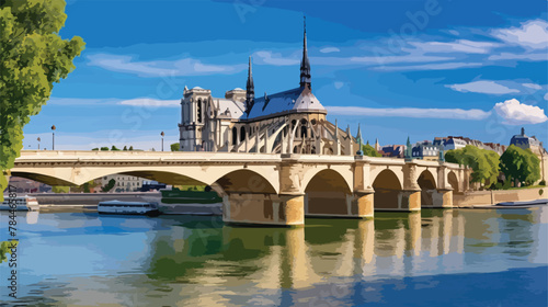 Notre Dame Cathedral and a Bridge of the Archbishop