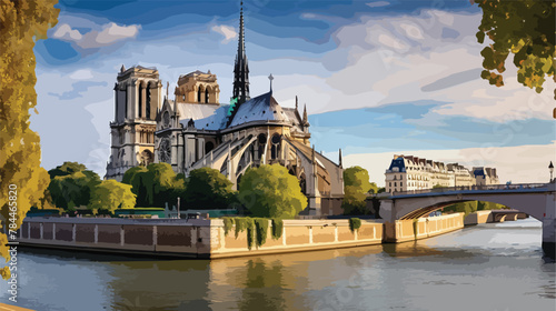Notre Dame Cathedral and a Bridge of the Archbishop photo