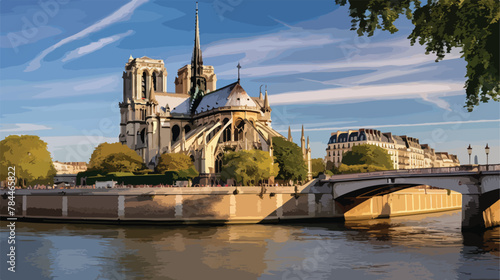 Notre Dame Cathedral and a Bridge of the Archbishop photo
