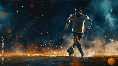 soccer player kicking ball photo
