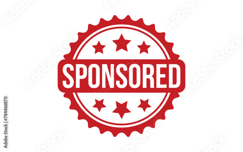 Sponsored Stamp. Red Sponsored Rubber grunge Stamp