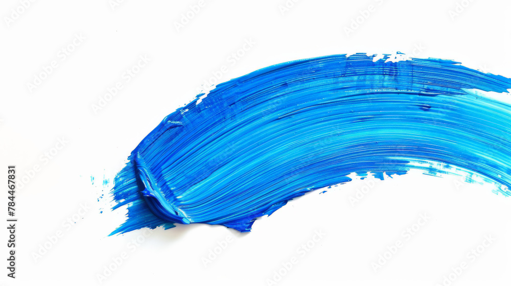 blue paint brush with paint, stroke of blue paint, isolated