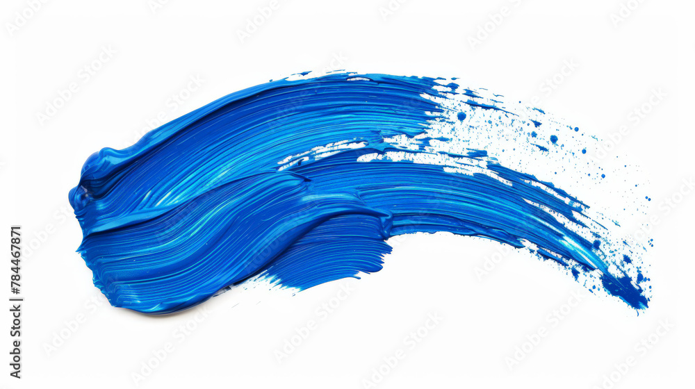 blue paint brush with paint, stroke of blue paint, isolated