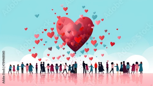 valentine s day celebration with large heart