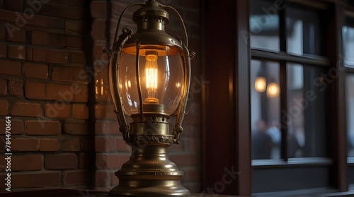 Victorian gas lamp. A rare example of a working London gas lamp in the Temple Bar legal district.generative.ai photo