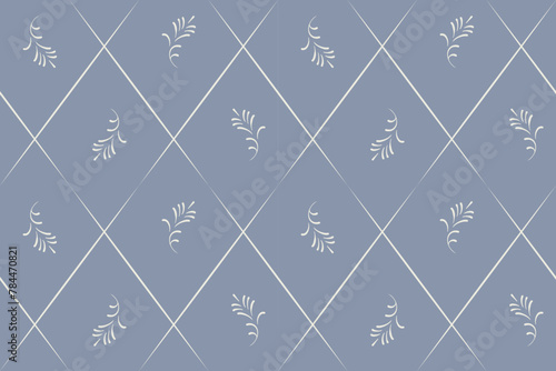 seamless botanical pattern of painted oriental motifs on a white background