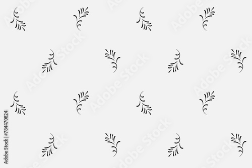 seamless botanical pattern of painted oriental motifs on a white background