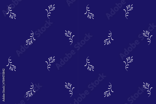 seamless botanical pattern of painted oriental motifs on a white background