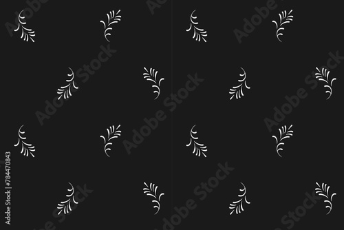 seamless botanical pattern of painted oriental motifs on a white background