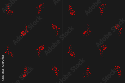 seamless botanical pattern of painted oriental motifs on a white background