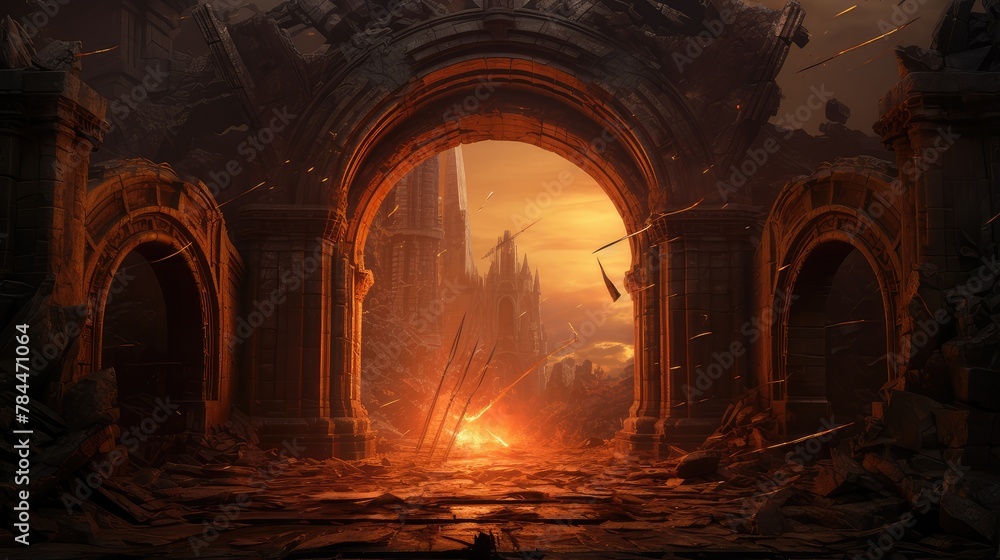fiery siege in ancient ruins