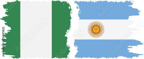 Argentina and Nigeria   grunge flags connection vector