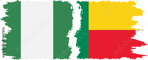 Free Download Benin and Nigeria   grunge flags connection vector - GFXLoad