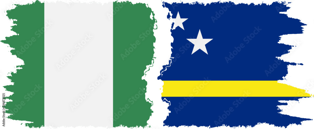 Curacao and Nigeria grunge flags connection vector Curacao and Nigeria grunge flags connection vector