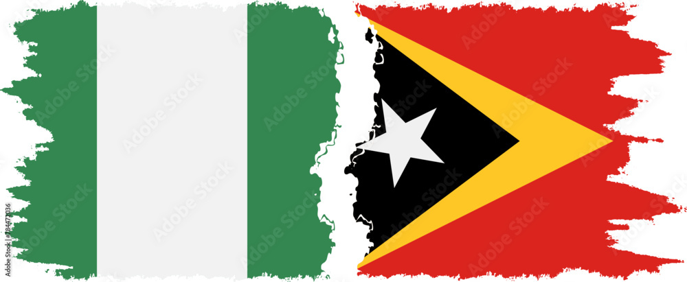 Timor-Leste - East Timor and Nigeria grunge flags connection vector Timor-Leste - East Timor and Nigeria grunge flags connection vector